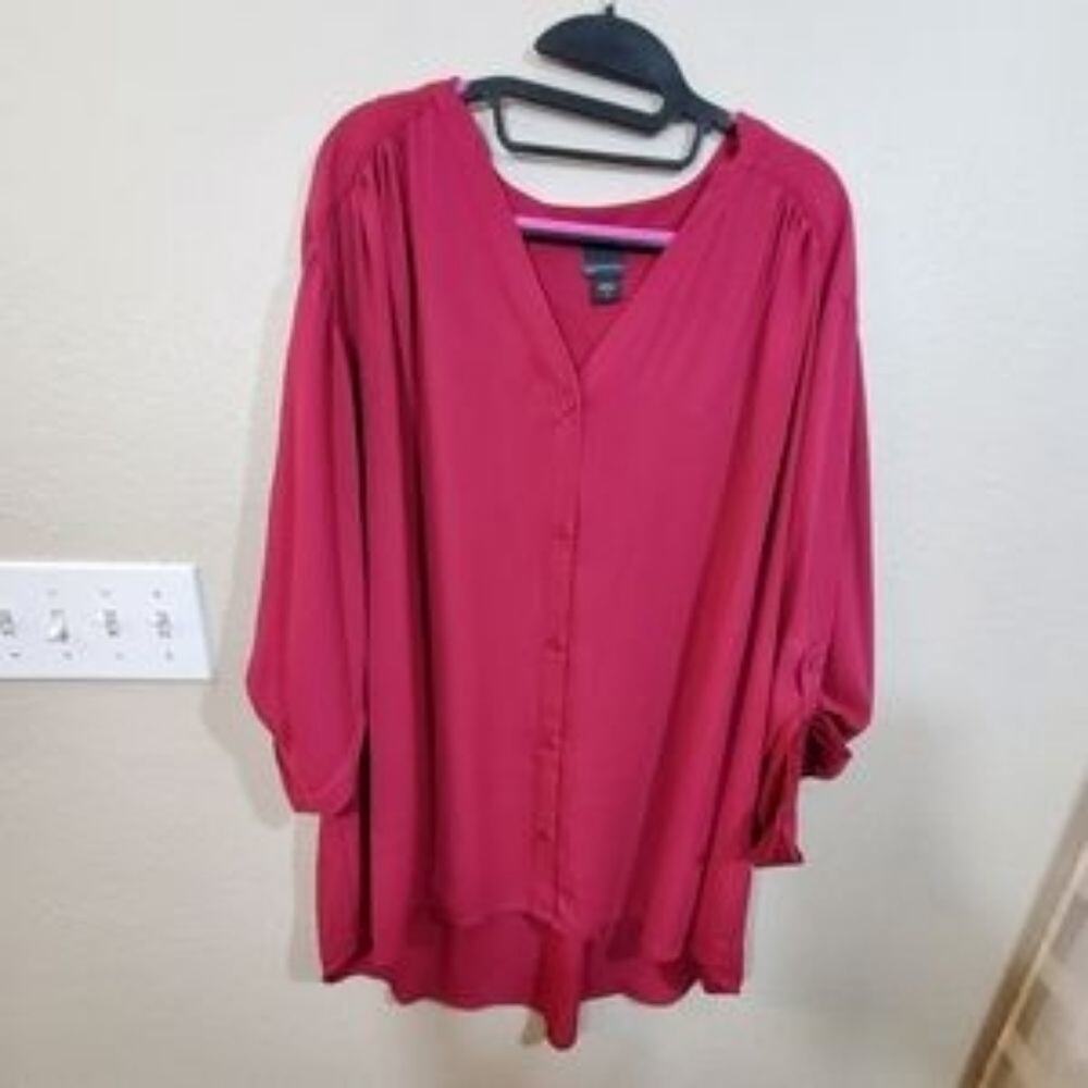 Covington Fuchsia Button Down High Low Shirt - image 1
